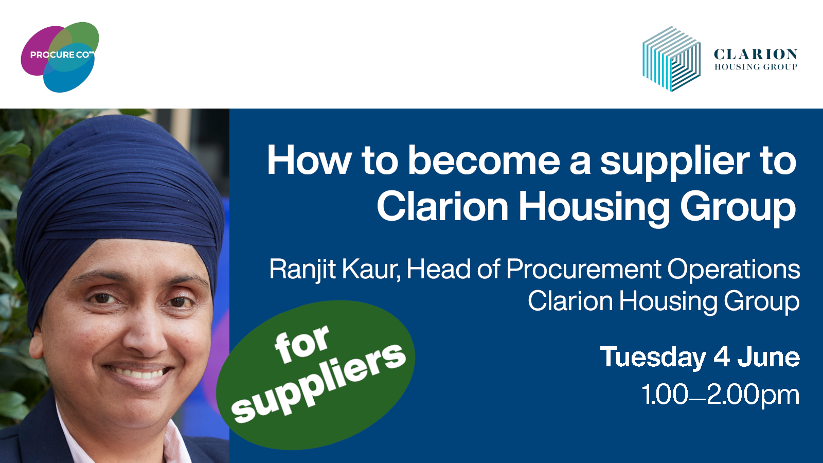 Ranjit Kaur on 'How to become a supplier to Clarion Housing Group'