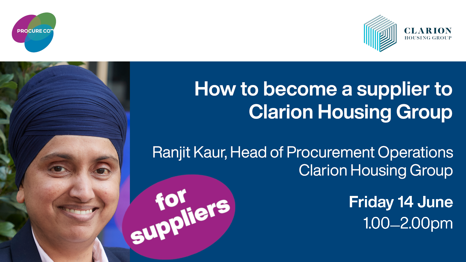 Ranjit Kaur on 'How to become a supplier to Clarion Housing Group'